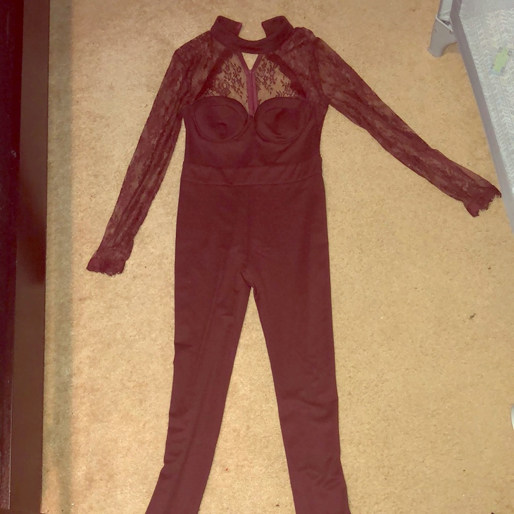 Burgundy sexy jumpsuit
